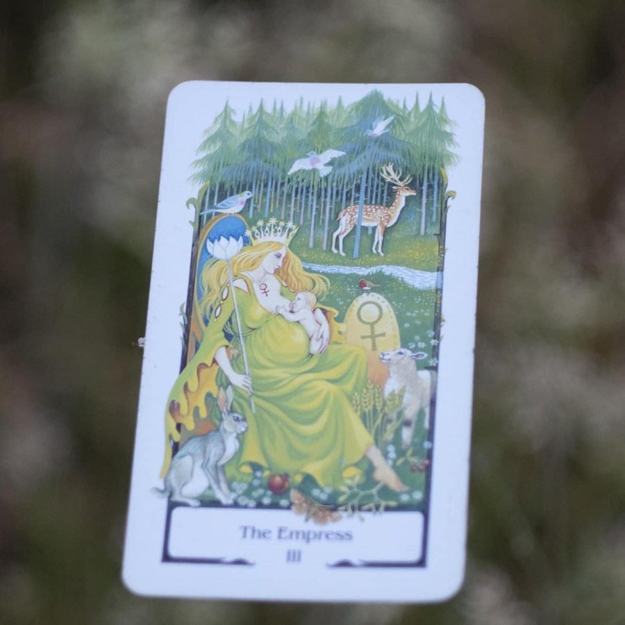 The The Empress tarot card photographed outdoors